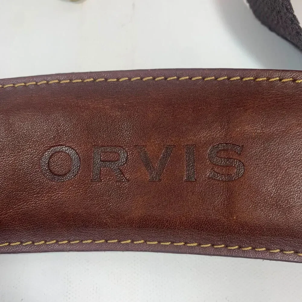Vintage Orvis Brown Pebbled Leather Briefcase Messenger Laptop Bag Plaid Lining